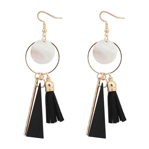 LRC Anting Gantung  Sweet  Round Shape Pendant Decorated Simple Tassel Earrings