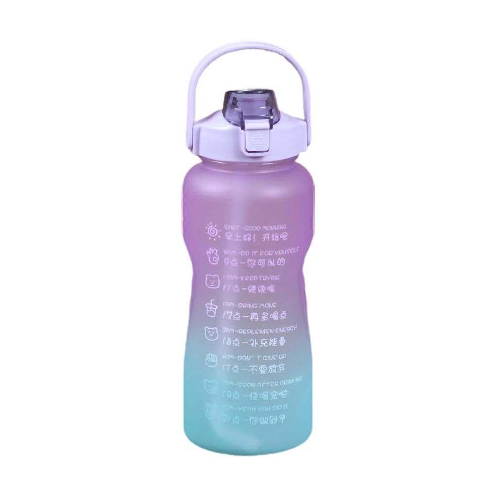 (In Stock) Botol Minum Kapasitas Besar 2000ml Warna Gradasi Dengan Spidol Waktu Untuk Fitness