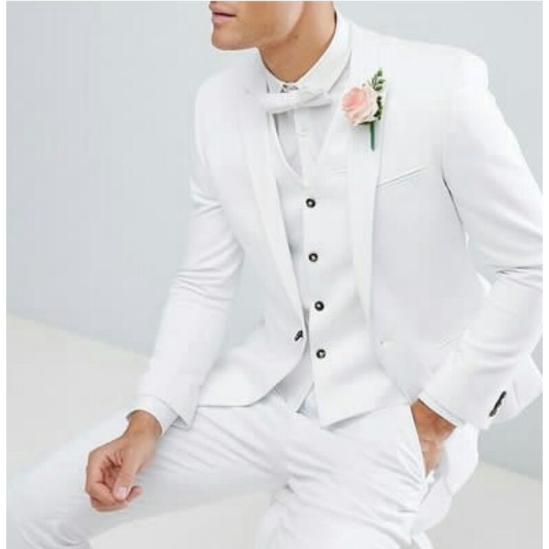 Jas pengantin pria warna putih bonus cover jas