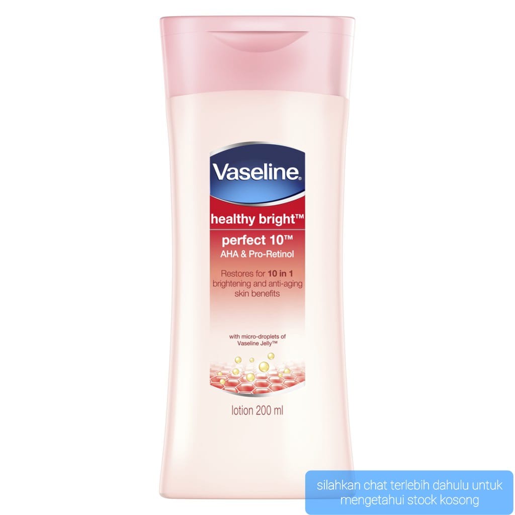 VASELINE HEALTHY BRIGHT PERFECT 10 AHA 200ML HAND BODY LOTION KOSMETIK