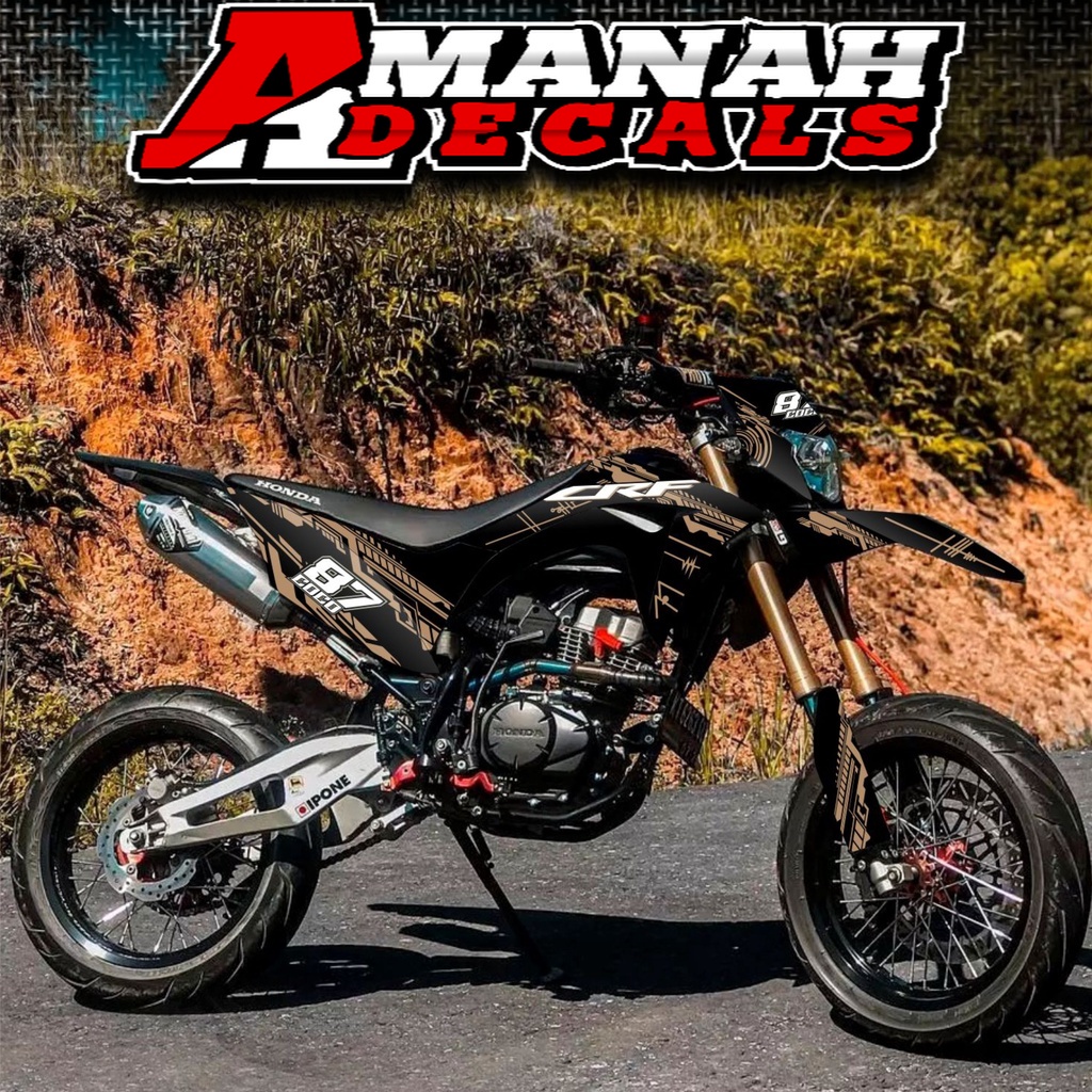 DECAL CRF 150 L FULL BODY DESAIN TEKNO DECAL CRF HOLOGRAM DECAL CRF PUTIH MERAH HITAM