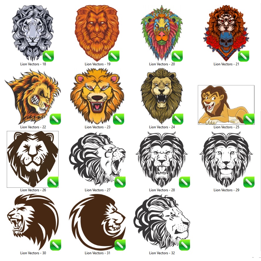 Lion Stickers Vectors Set - Coreldraw