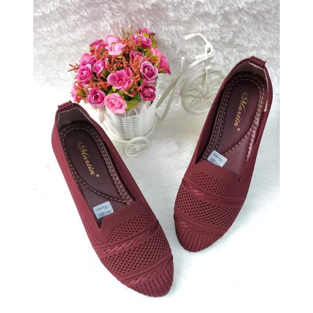Sepatu balet import/Sepatu Rajut balet/Flat shoes/Sepatu cewek cantik-Maroon1