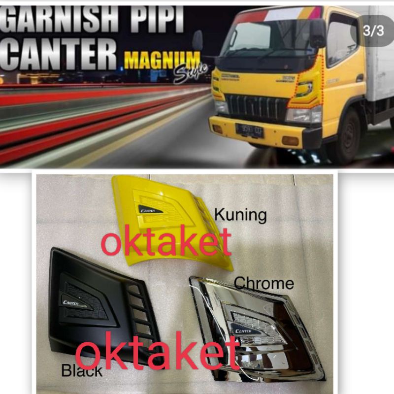 garnish pipi canter Fuso Hitam &amp; Chrome &amp; Kuning side vent samping