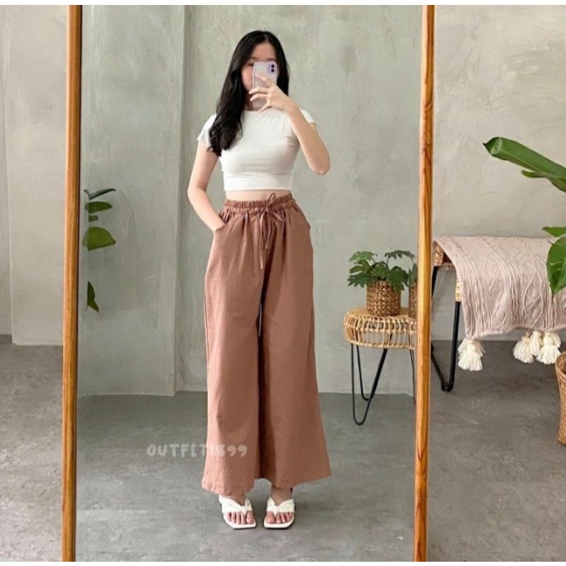 CELANA KULOT LINEN WANITA RAMI CRINKCEL IMPORT