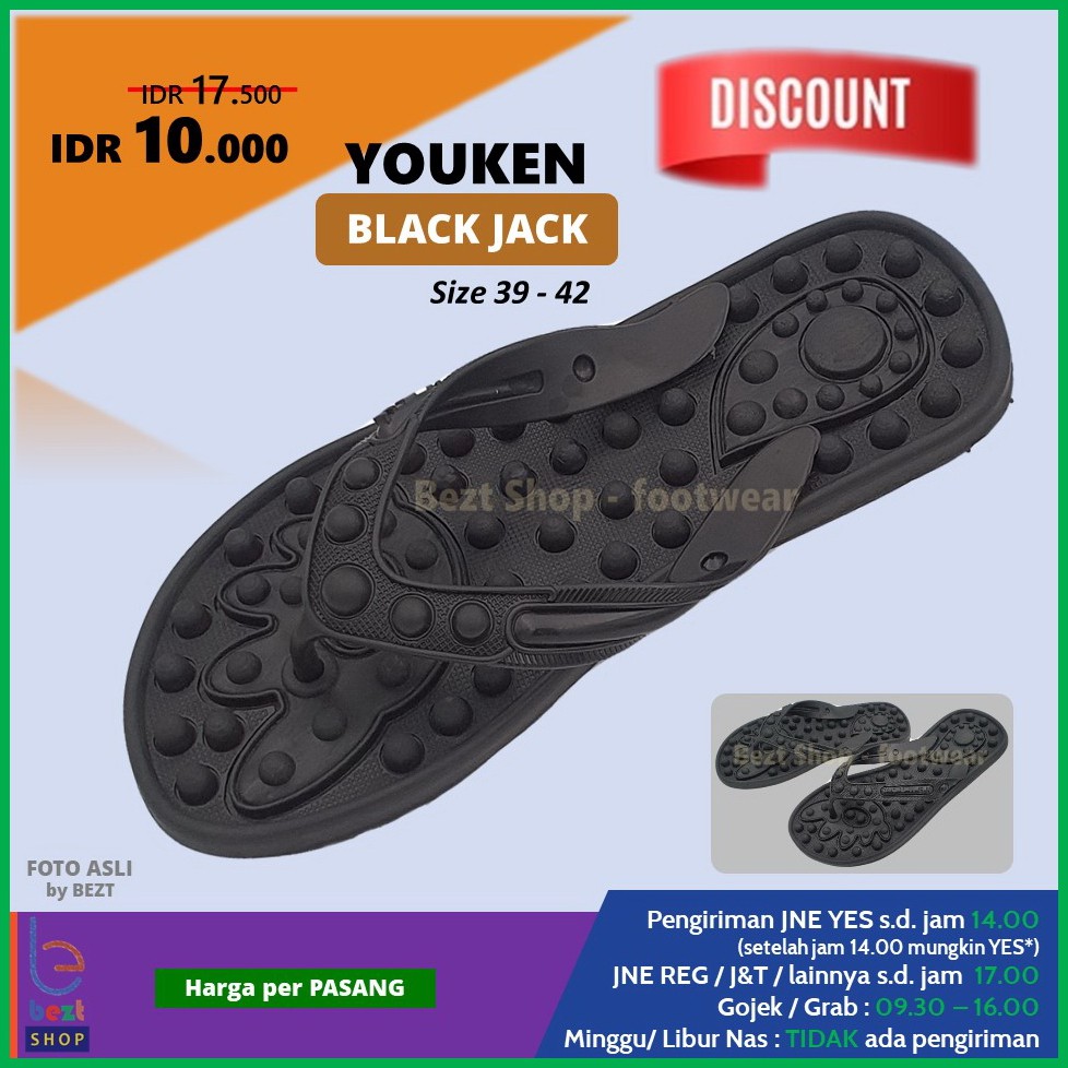  Sandal  YOUKEN  BLACK JACK Sandal  Kesehatan  per Pasang 