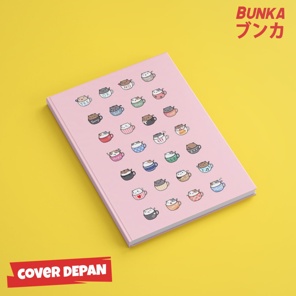 

Notebook Cute Cat Cup Hardcover A5 Buku Tulis Catatan Note Agenda Planner Jurnal