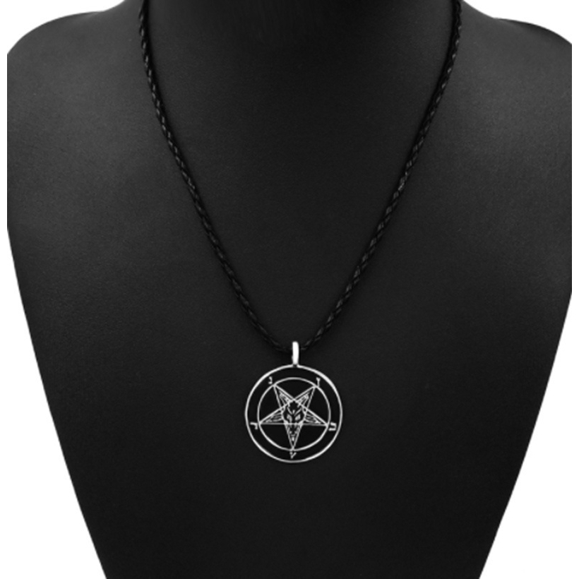 SEUSUK  Fashion Mens Boys Penadnt Goat Pentagram Devil Pewter Pendant Necklace Jewelry