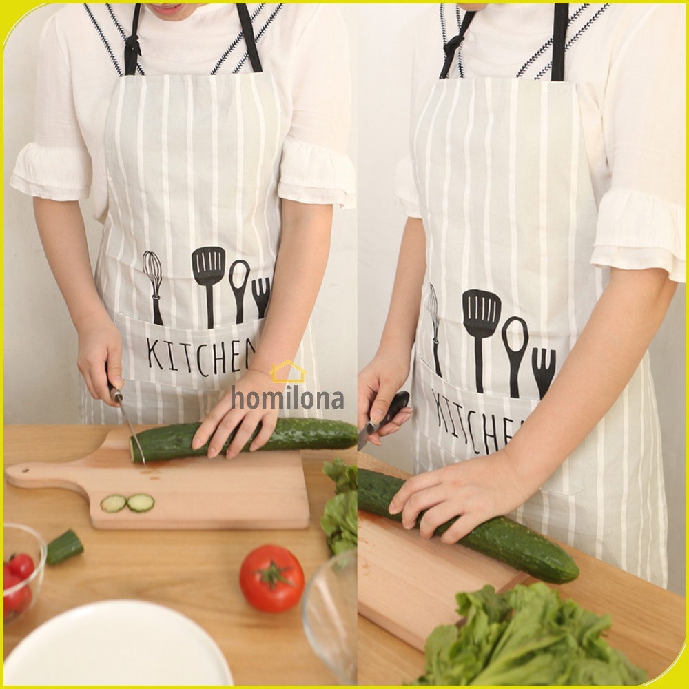 Celemek Apron Dapur Pria Wanit Model Kantung - Aihogard JJ4115 - Black