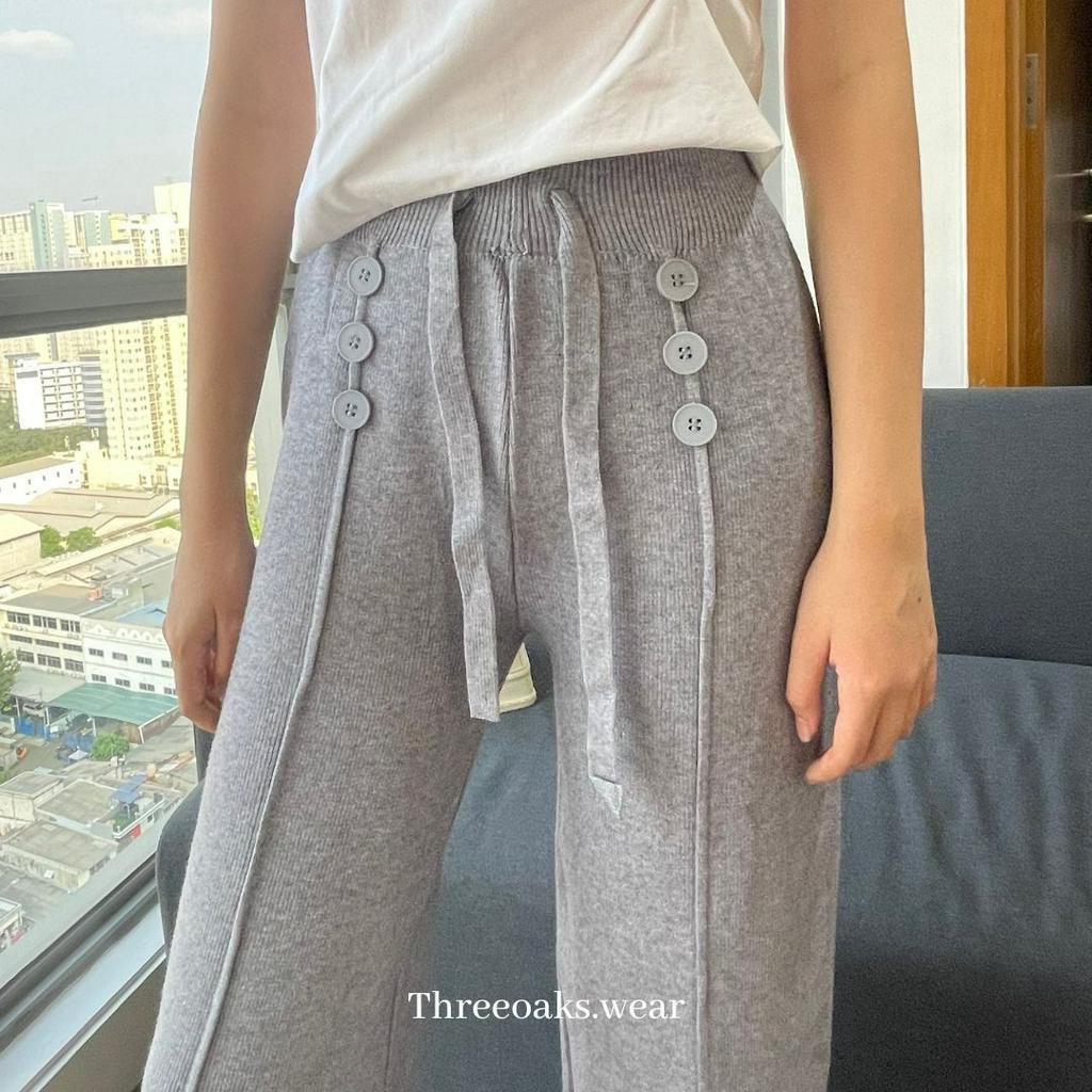 LILY PANTS - CELANA PANJANG KULOT ABG RAJUT TEBEL HALUS NYAMAN IMPOR KOREAN STYLE