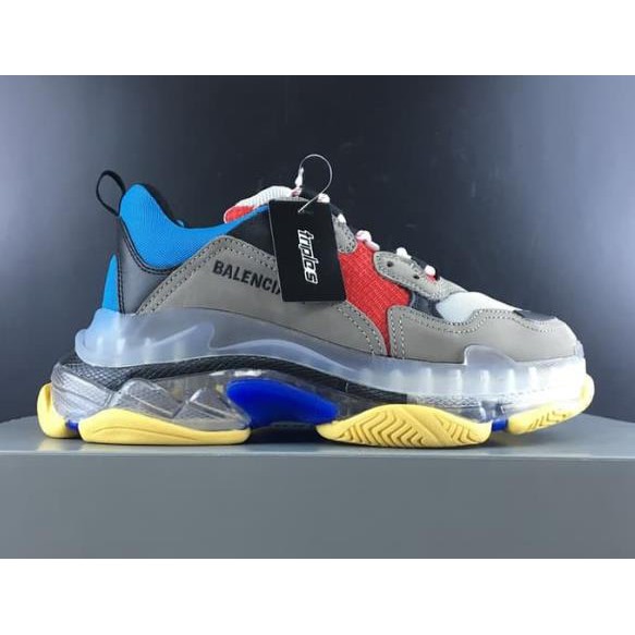 Sepatu Balenciaga Triple S Transparent Mix Colour Unauthorized Original UA Sport Shoes Diskon Promo