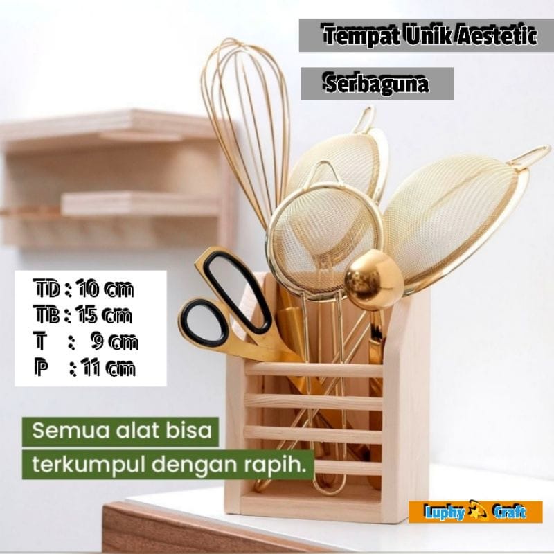 TEMPAT SENDOK KAYU PINUS ESTETIK. TEMPAT PENSIL. TEMPAT SENDOK ANTI KARAT. TEMPAT PENSIL. RIENS COLLECTIONS