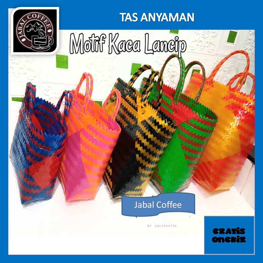 Tas Anyam Plastik Kaca Lancip Ukuran XS / Tas belanja Kecil Mini / Tas Anyaman Kaca Lancip 01