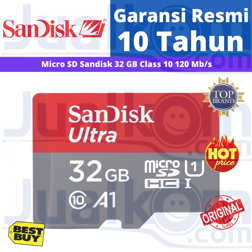 Sandisk Micro SD 32GB Class 10 120MB/s Resmi QUA4