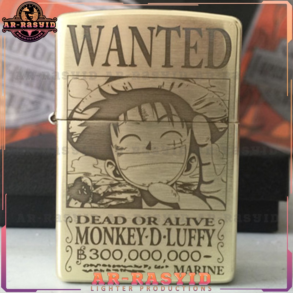 BISA COD! Korek Api Minyak Zippo Gold Ukir Motif One Piece Monkey D. Luffy 168 3962-11