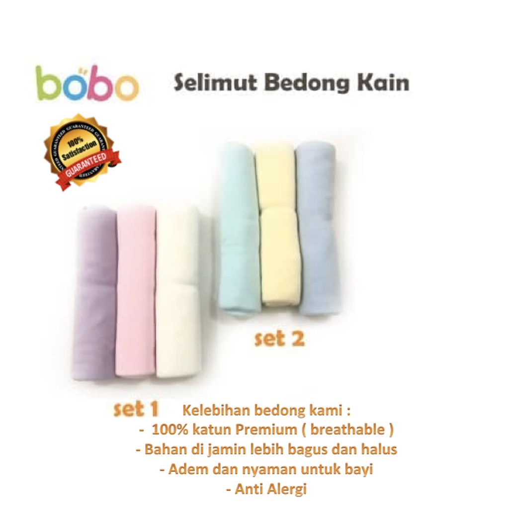 Selimut Bedong 3in1 BOBO Kain isi 3pcs / set Bahan Katun Premium