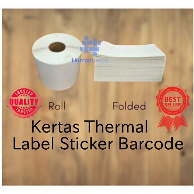 GROSIR Kertas Thermal Label Sticker Barcode 100x150 ukuran A6 Roll 350pcs 500pcs Lipat 350pcs 500pcs