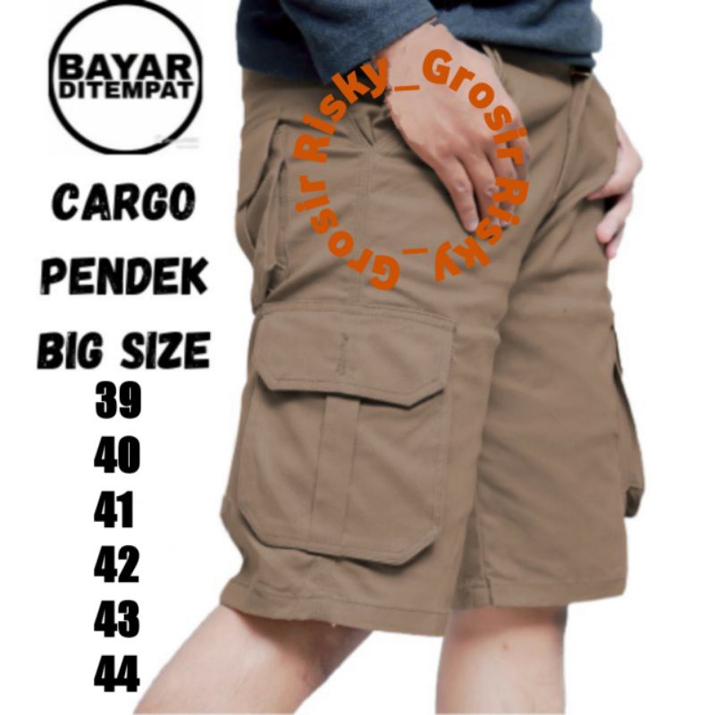 Celana Pendek Pria Cargo Jumbo- Celana Pdl Pendek-Celana Cargo Pria Bige Size 27-44