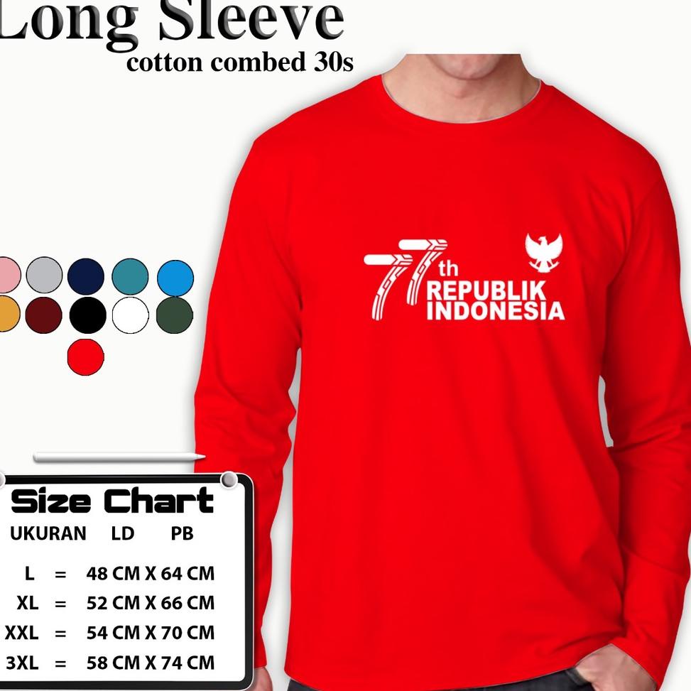 TERBARU KAOS PRIA LENGAN PANJANG HUT RI 77 ATASAN WANITA DAN PRIA LENGAN PANJANG HUT RI 77 MERDEKA H