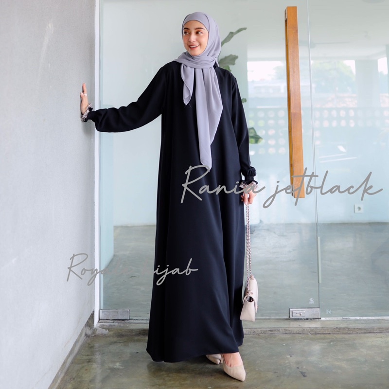 Rania abaya jetblack leuwitex