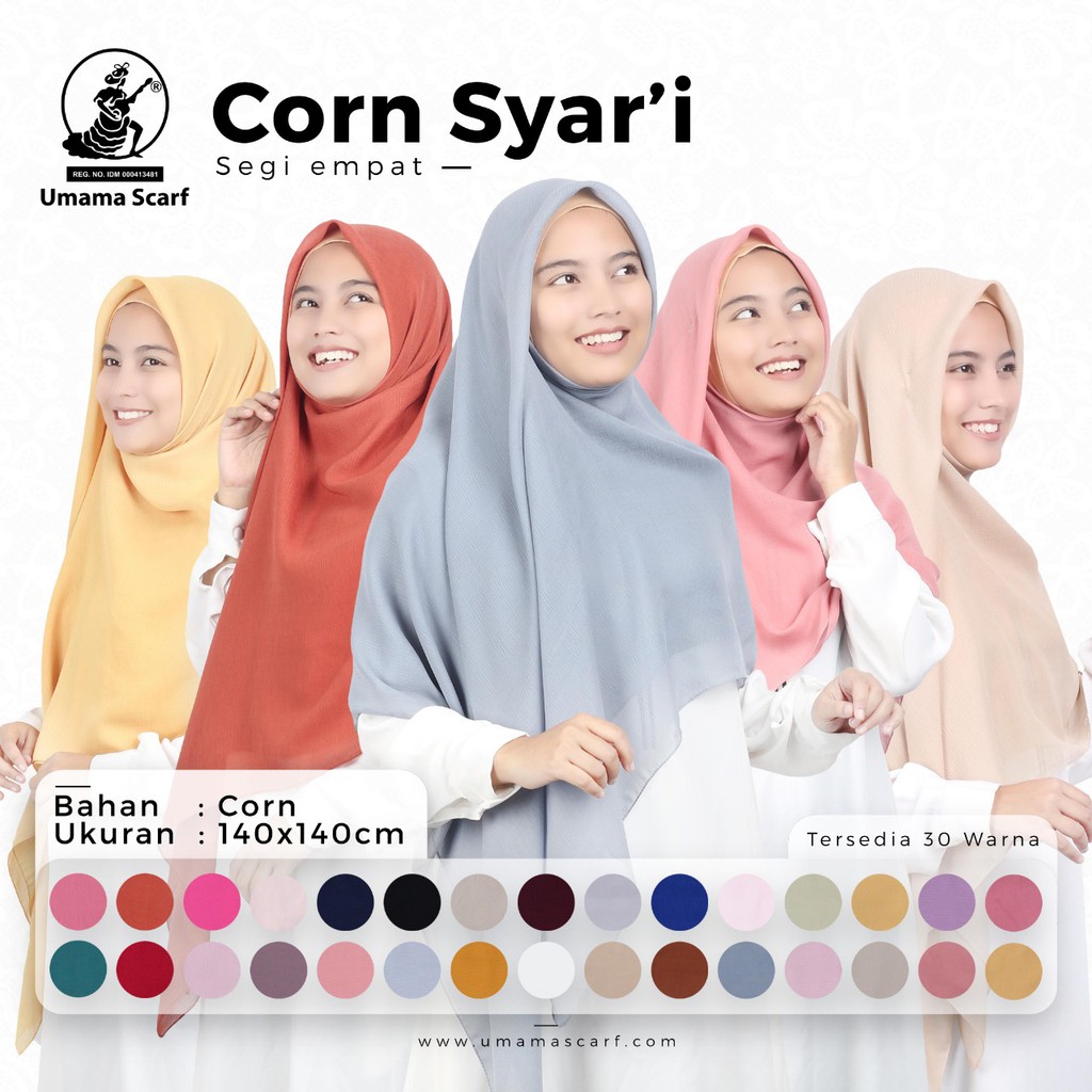 Grosir 10 Pcs Hijab Segi Empat Corn Syar'i Bahan Corn - By Umama