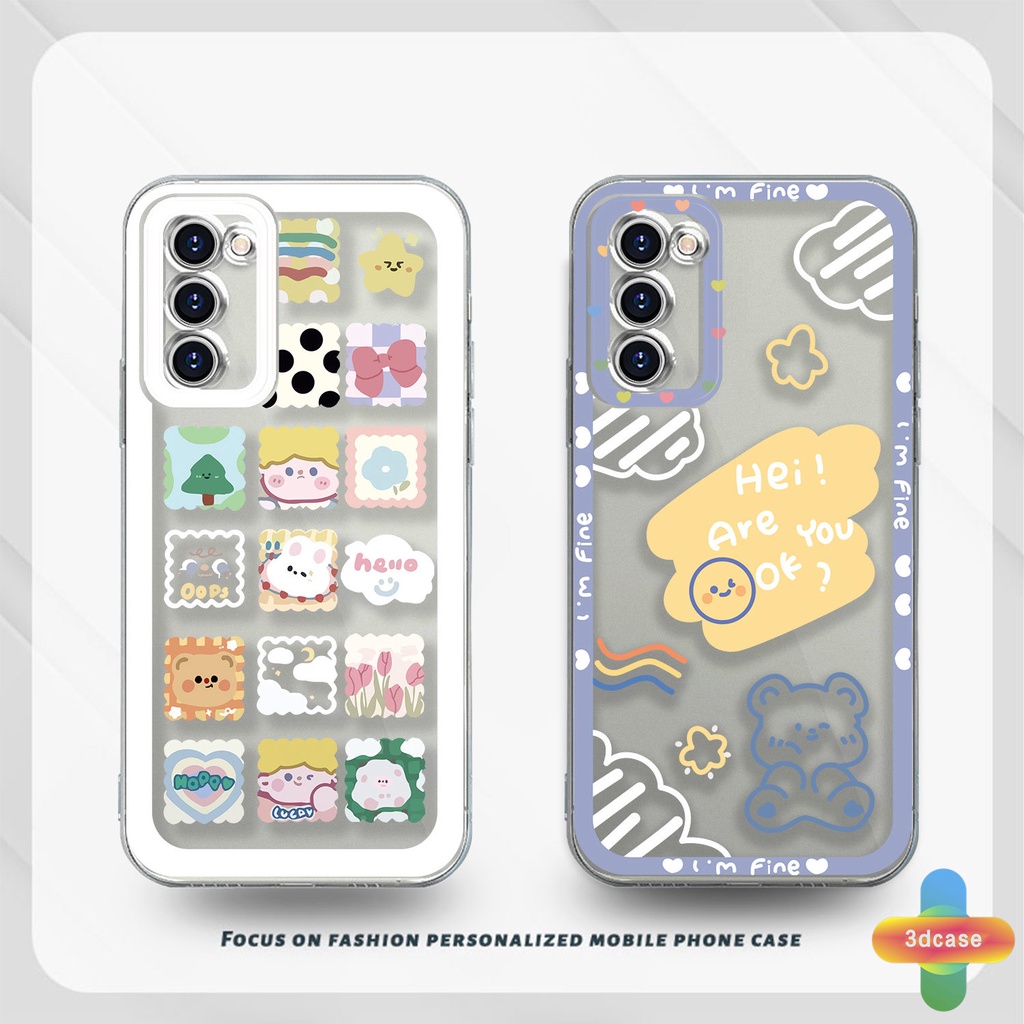 Case HP Samsung A32 A13 A23 A52 A12 A03 A51 A03S A10S A50 A20S J7 Prime A02S A20 A50S A10 A30S A52S A30 M12 M01S A125 F12 M10S M40S A515F A207F M02S A025 F02S 11 12 13  7 8 6 Plus Cute Cartoon Cloud  Bear Transparent Case