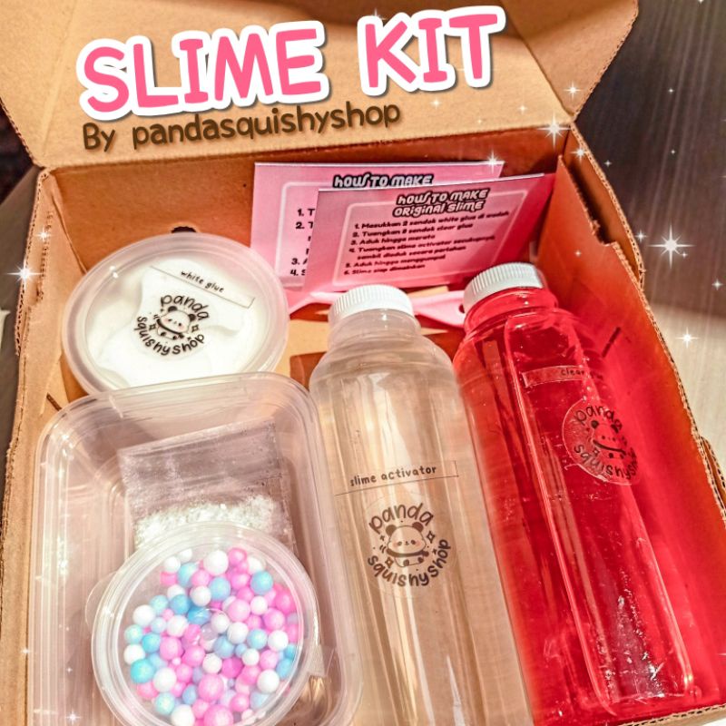 SLIME KIT LENGKAP BY PANDASQUISHYSHOP CLEAR SLIME GLITTER SLIME ORIGINAL SLIME/ hampers/ hampers natal/ Christmas gift/ kado natal/ Christmas hampers