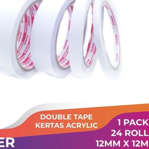 

✳ DOUBLE TAPE 12MM x 12 METER DOUBLETAPE KERTAS PUTIH SAZANAMI ISI 24ROL ☋