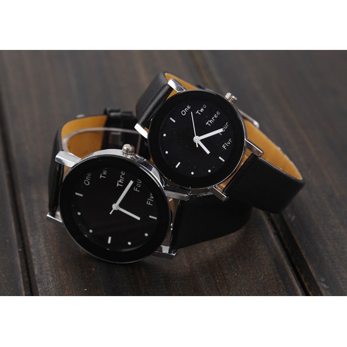 #31 Jam Tangan Couple UNIQ SINGLE Korean Style Analog Leather Watch Cowo Cewe Kulit