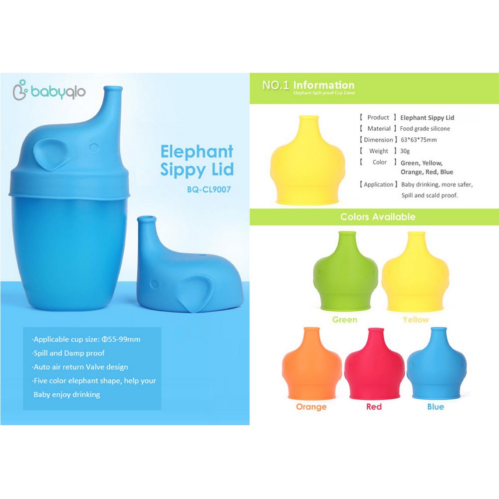 Babyqlo Tutup Tempat Minum Anak / Sippy Lid Silicone Elephant (Cl9007)