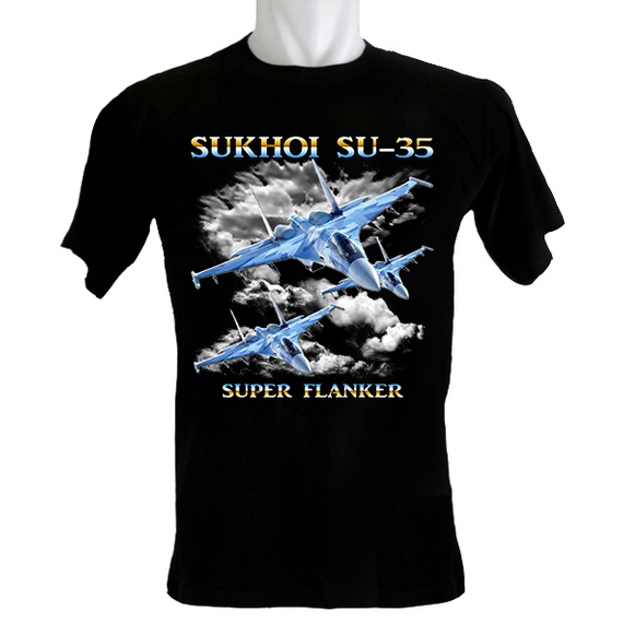 Kaoskaoscorp - Kaos Pesawat Tempur Sukhoi SU35 Super Flanker - Bahan Katun - Kerah O - Ukuran 3XS sampai dengan 3XL - Banyak Pilihan Warna
