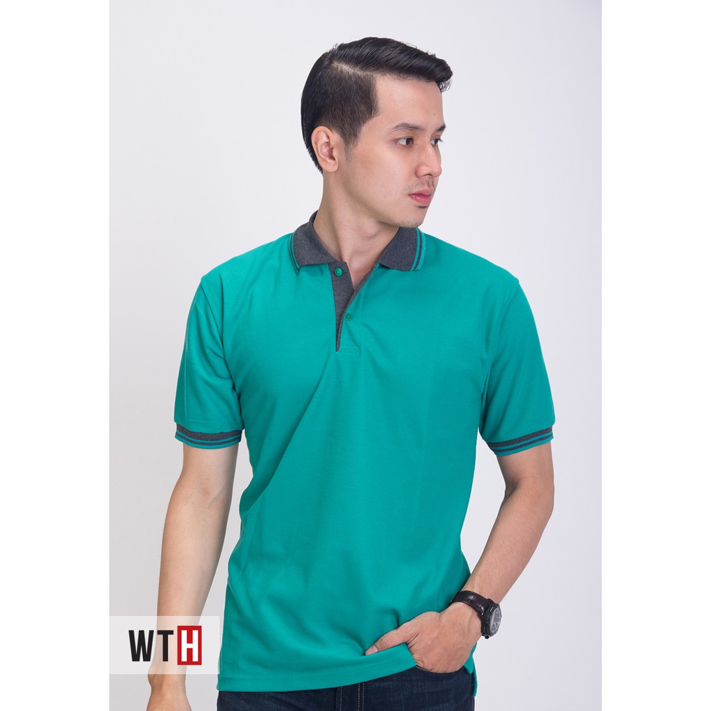 POLO SHIRT HIJAU TOSCA KERAH ABU