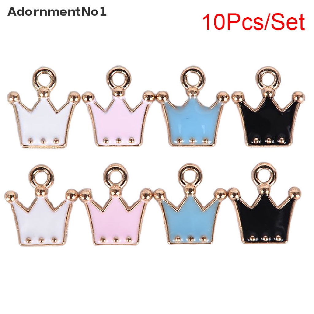 (AdornmentNo1) 10pcs / Set Liontin Enamel Bentuk Mahkota Kecil Bahan Alloy Untuk Kerajinan Tangan DIY