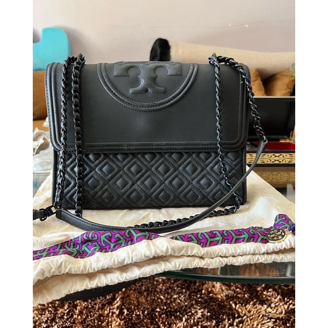 PRELOVED TAS TORRY BURCH FLEMMING BLACK MATTE MEDIUM | TAS TB FLEMMING MATTE BLACK | TB FLEMING BLAC