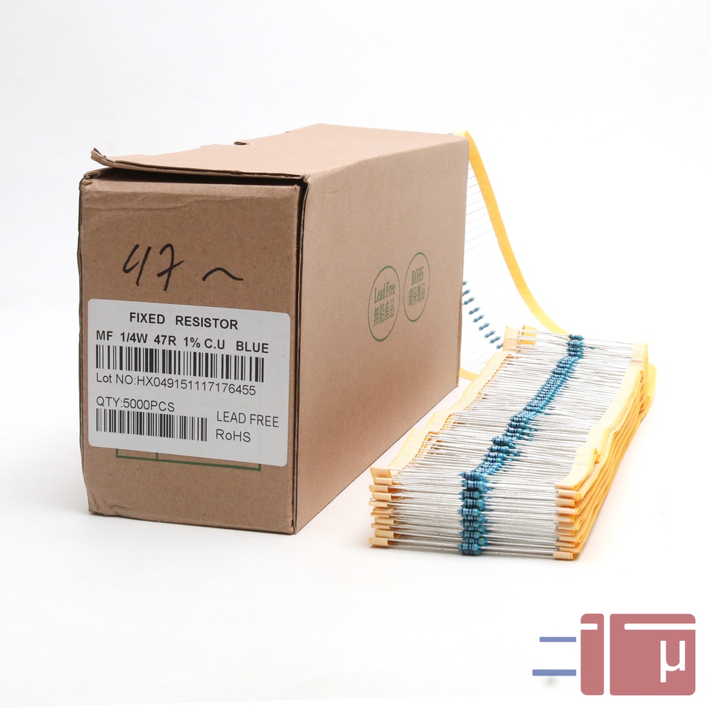 x10 Resistor 47R 47 Ohm 1/4W Metal Film 1% Taiwan Kaki Tembaga