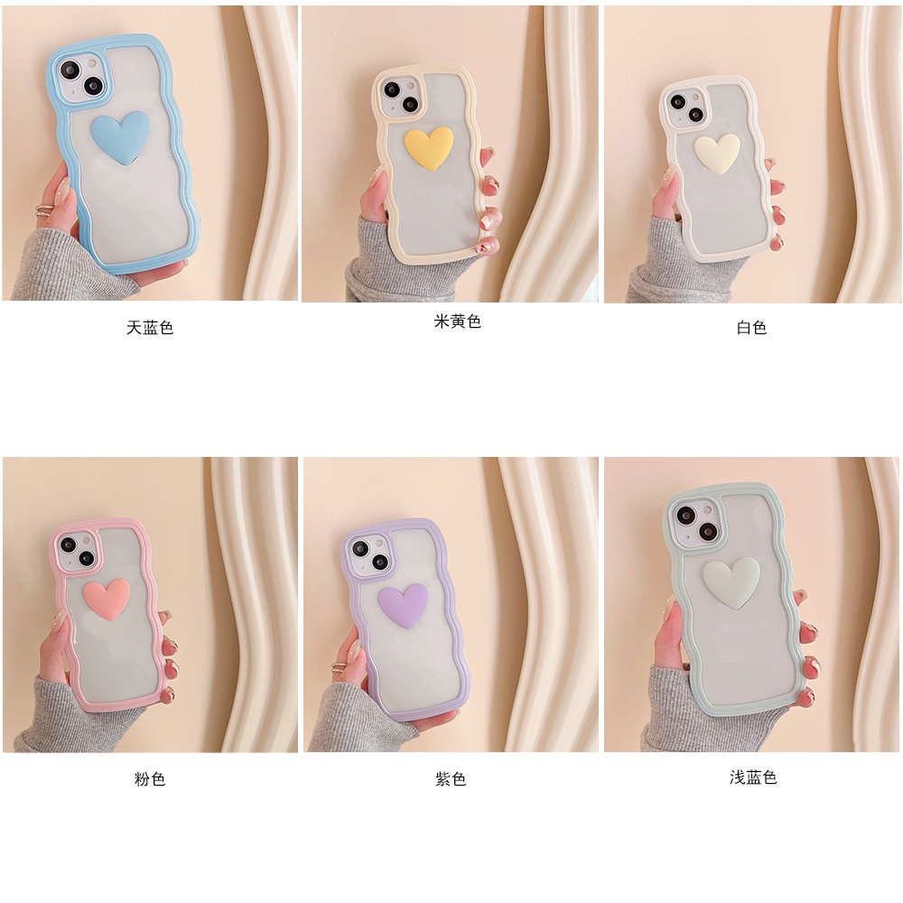 Soft Case TPU Motif Hati 3D Warna Permen Untuk iPhone 11 13 12 14 Pro X XS XR 8 7 6 Plus