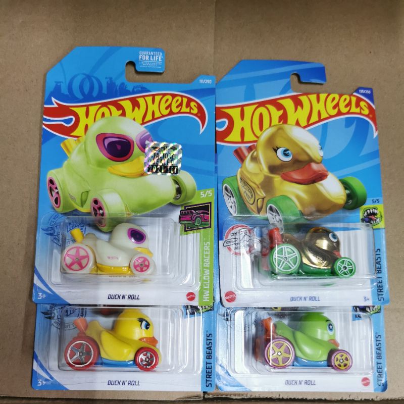 Hot Wheels Glow in The Dark Duck N Roll Animal Binatang Bebek Gold treasure hunt reguler THR