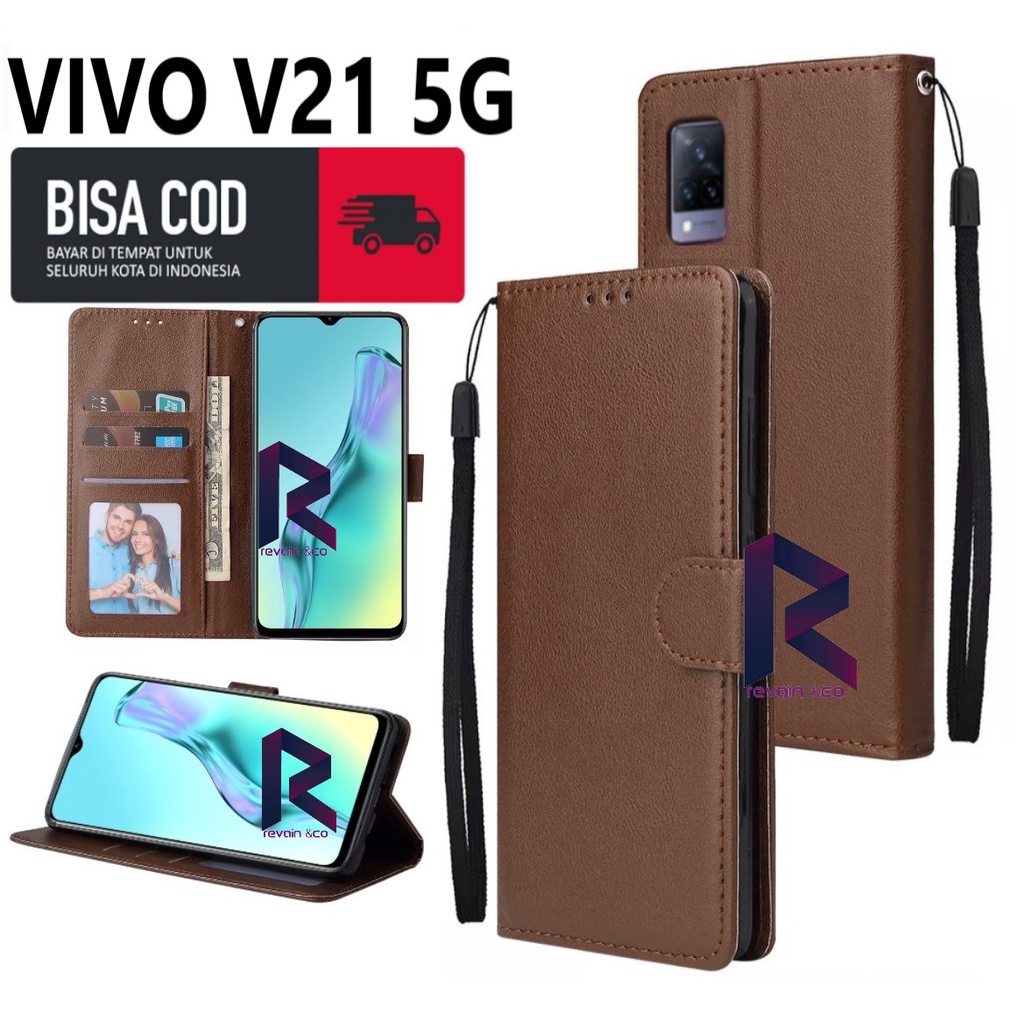 CASE VIVO V21 5G FLIP WALLET LEATHER KULIT PREMIUM SARUNG BUKA TUTUP FLIP CASE VIVO V21 5G