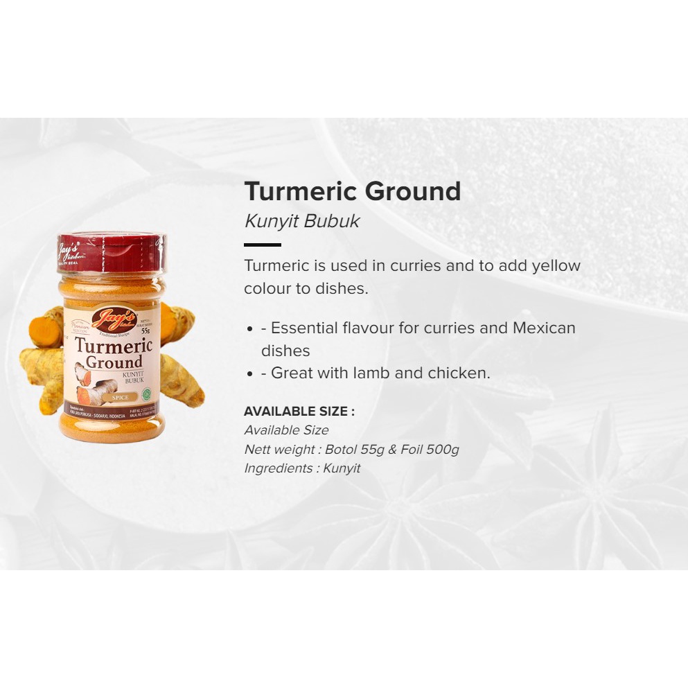 Jays Kunyit Bubuk Murni 55 gr Jays Turmeric Ground Pure Powder Asli