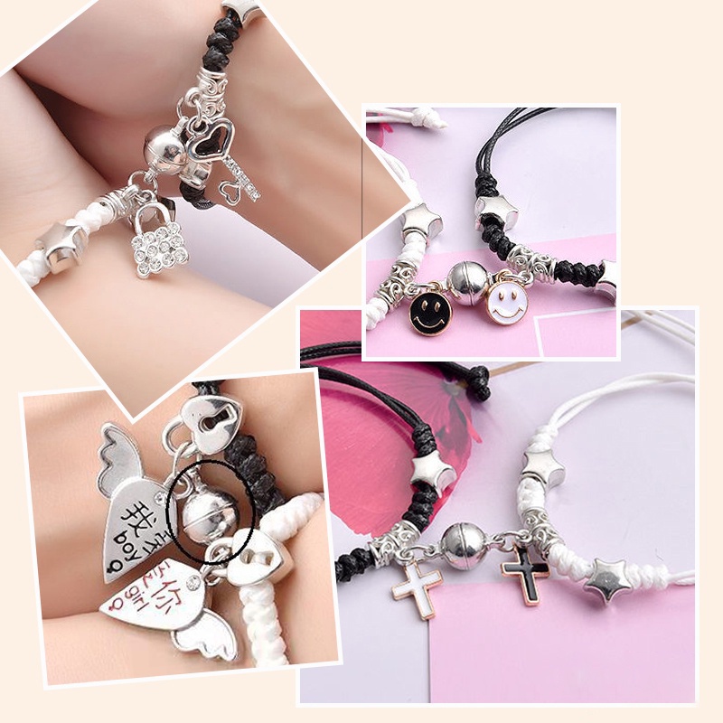 2pcs Gelang Magnetik Luminous Adjustable Untuk Hadiah Valentine