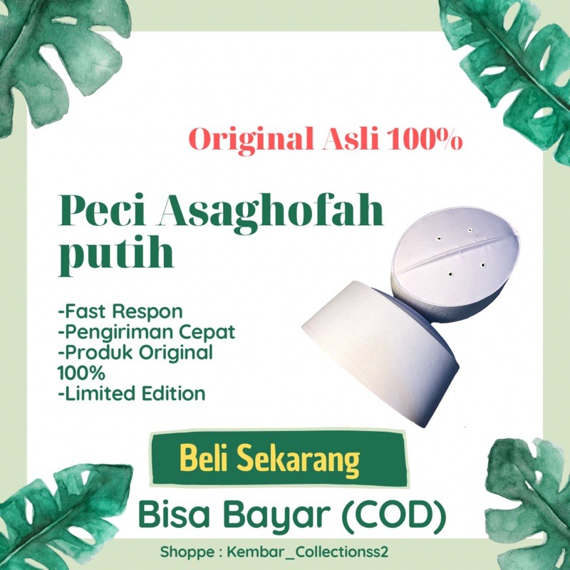 Peci putih batok habib bahar / songkok putih /peci batok