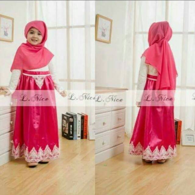 L nice pink gamis