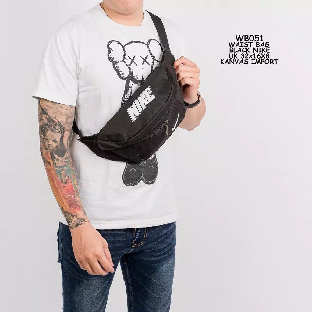 Tas waistbag/pinggang pria NIKE kanvas import Hiqh Quality
