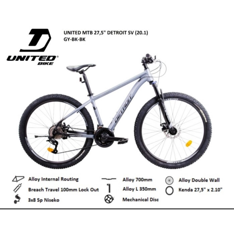 MTB 27.5 UNITED Detroit SV 3x8 speed Sepeda Gunung