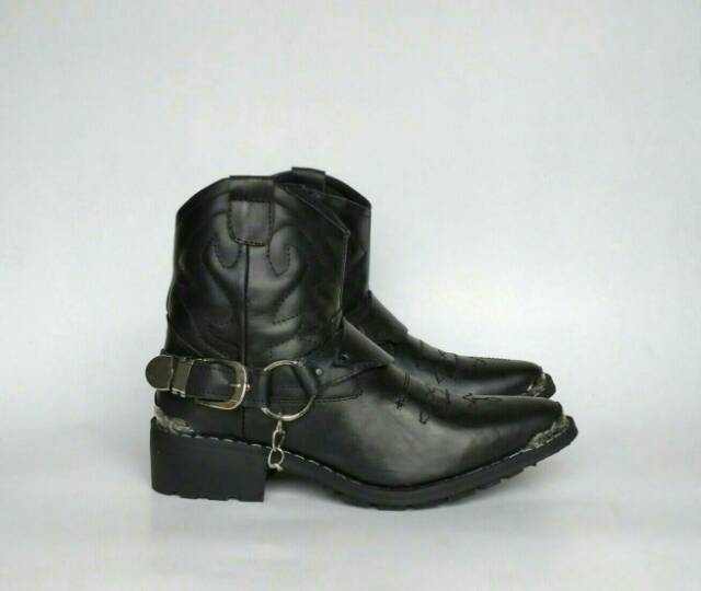 Sepatu Jenggel Boot Kulit Asli Motor Gede Bikers Touring Moge Cowboy Dinas PDH PDL