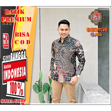 W118 Baju Batik Pria  Kemeja Undangan Pesta Lengan Panjang Katun Premium Original