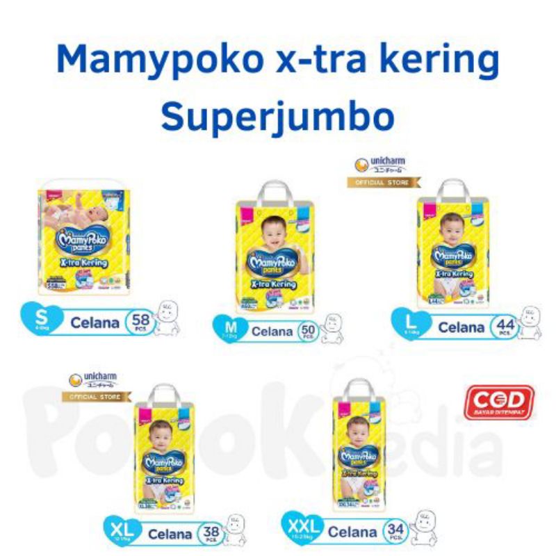 MAMYPOKO XTRA KERING SUPERJUMBO S58 M50 L44 XL38 XXL34 superjumbo mamypoko