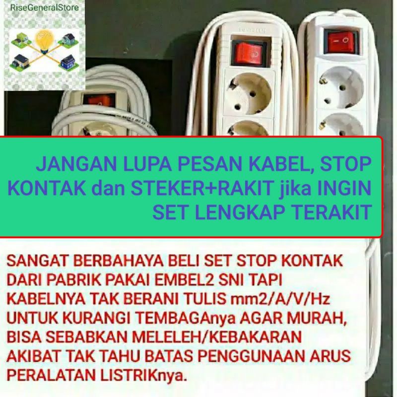 Stop Kontak Kabel <10 Meter < / Meteran Lotusku/ Eterna NYMHY 2x0,75mm SIAP PAKAI SNI KHA10A 2200VA