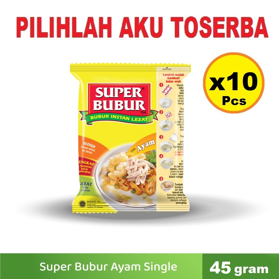 Super Bubur Rasa Ayam @45 Gr - (HARGA PAKET ISI 10 Pcs)