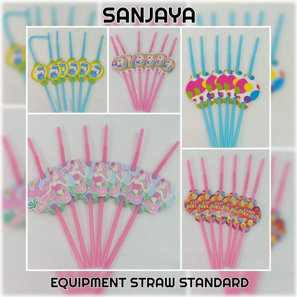 Paper Straw / Sedotan Plastik Ulang Tahun / Sedotan Motif Karakter / Equipment Straw Standard